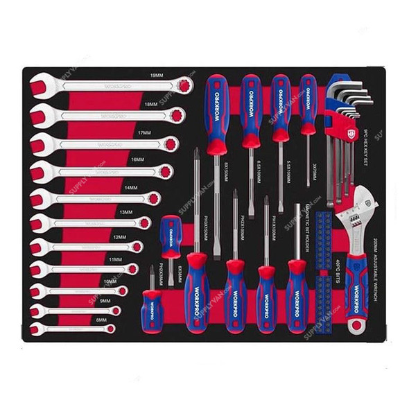 Workpro 7-Drawer Cabinet Tools Set With EVA Tray, WP209037, 255 Pcs/Set