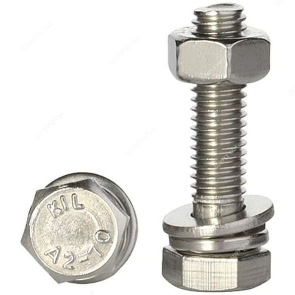 Hex Bolt With Lock Nut, Galvanized Iron, 6MM Dia x 20MM Length, 50 Pcs/Pack