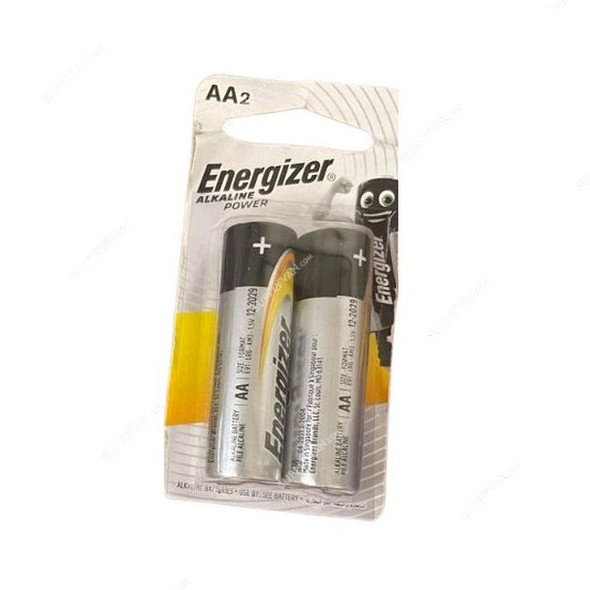 Energizer Alkaline Power AA2 Battery, LR6-AM3, 1.5V, 2 Pcs/Pack