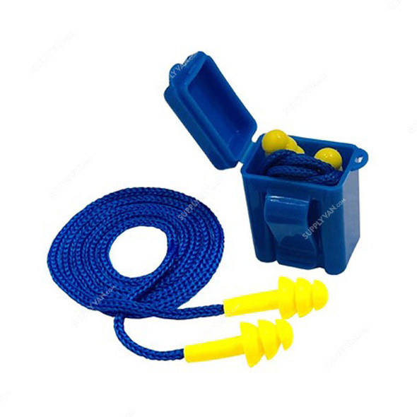 Empiral Corded Earplug, E112190924, Ultra, Elastomeric Polymer, Yellow and Blue, 100 Pcs/Pack