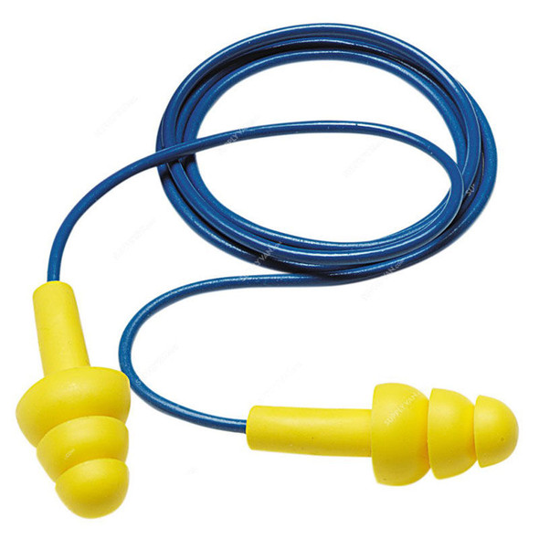 3M Corded Earplug, 3M 340-4004, UltraFit, Silicone, Yellow and Blue, 100 Pcs/Pack