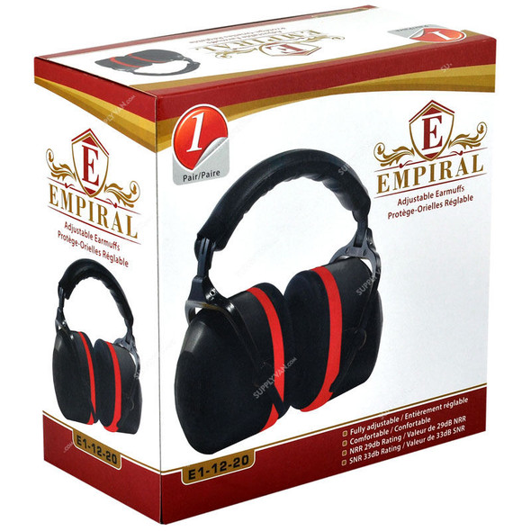 Empiral Headband Type Earmuff, E112201221, Solo Xtreme, Black and Red