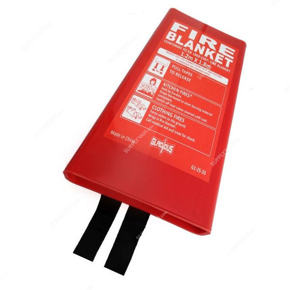 Gladious Fire Blanket, G125332821, Flash Medium, Fiber Glass, 1.2 x 1.8 Mtrs, Red