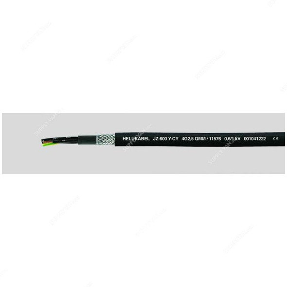 HELUKABEL Flexing Cable, JZ-600-Y-CY, 14 AWG, 0.6-1kV, 2 x 2.5 MM Sq, 5 Mtrs