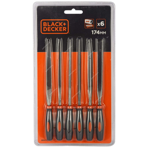 Black and Decker Needle File Set, BDHT22148, 174MM, 6 Pcs/Set