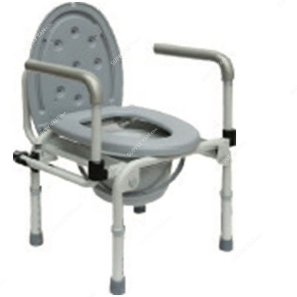 3W Commode Wheel Chair, 3W-800, Steel, Grey