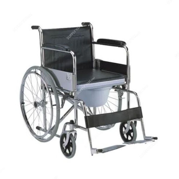 3W Commode Wheel Chair, 3W-609-46, Steel, Black