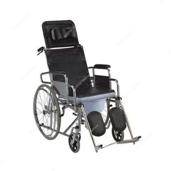 3W Commode Wheel Chair, 3W-609GC-46, Steel, Black