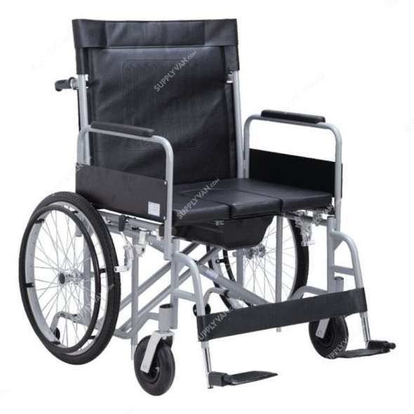 3W Commode Wheel Chair, 3W-607-70, Steel, Black