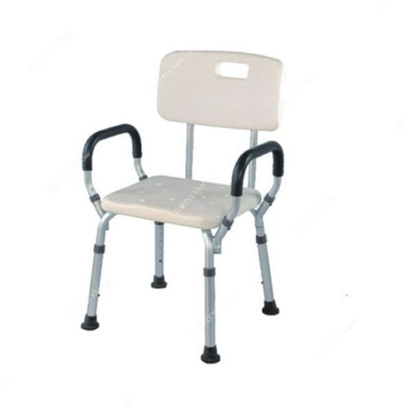 3W Shower Chair, 3W-798LQA, Silver and White
