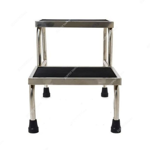 3W Foot Stool, 3W-F2, Folding, Stainless Steel, Silver and Black