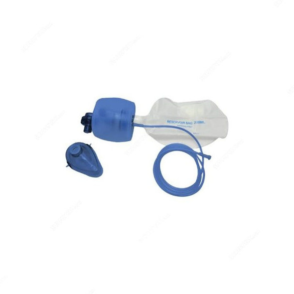 3W Resuscitator Bag, 3W-320, Rubber, Clear and Blue