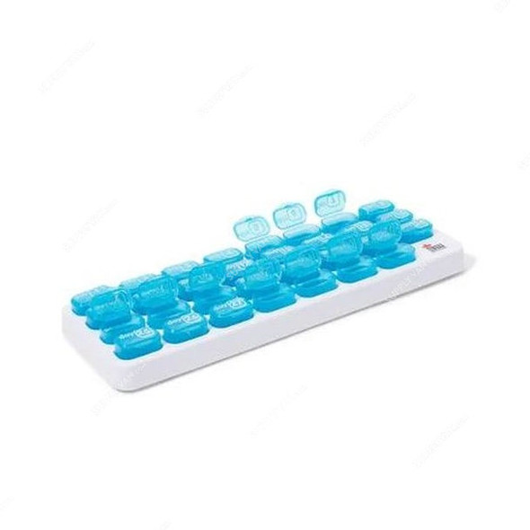 3W Monthly Pill Organizer, NO-114, White/Blue