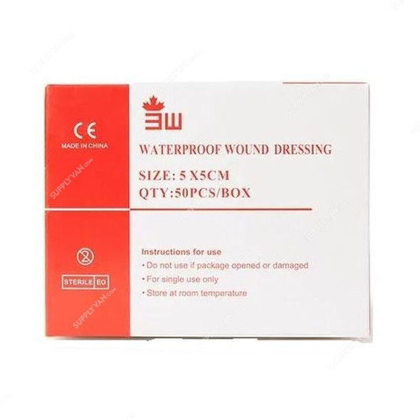 3W Wound Dressing, NO-57, Waterproof, 5CM Width x 5CM Length, 50 Pcs/Box