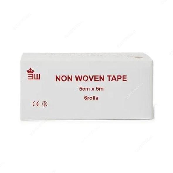 3W Non-Woven Tape, NO-5, 5CM Width x 5 Mtrs Length, White, 6 Pcs/Box