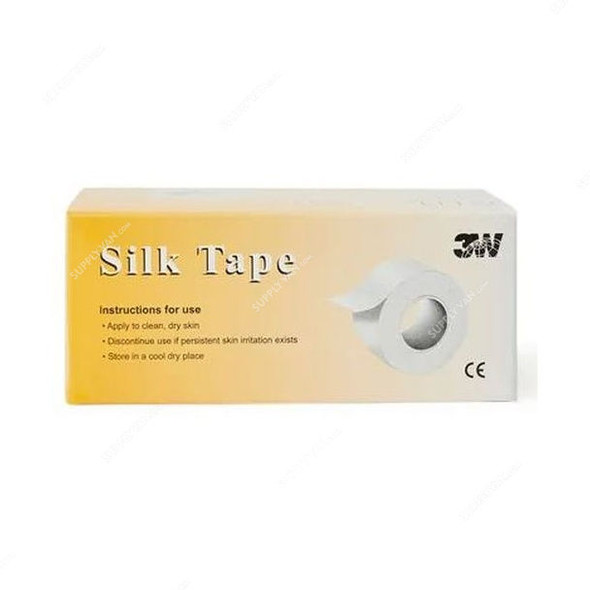 3W Silk Tape Roll, NO-8, 5CM Width x 5 Mtrs Length, White, 6 Pcs/Box