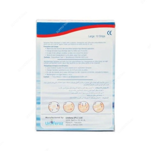 Saniplast First Aid Bandage, 44441116, L, 2.5CM Width x 7.2CM Length, Aqua, 10 Pcs/Box