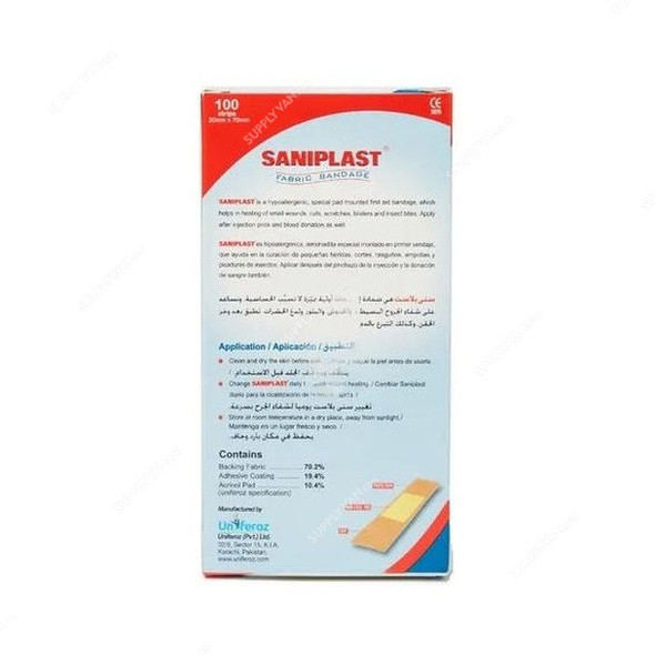 Saniplast First Aid Bandage, 44429028, 2CM Width x 7CM Length, Brown, 100 Pcs/Box