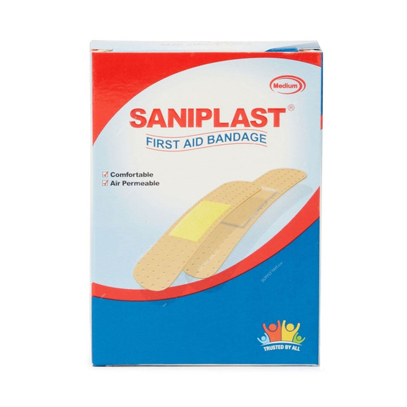 Saniplast First Aid Bandage, 44429029, M, 1.9CM Width x 7.2CM Length, Brown, 20 Pcs/Box