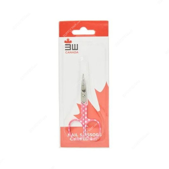 3W Nail Scissor, 3W03-309, 3-1/2 Inch, Pink/Silver