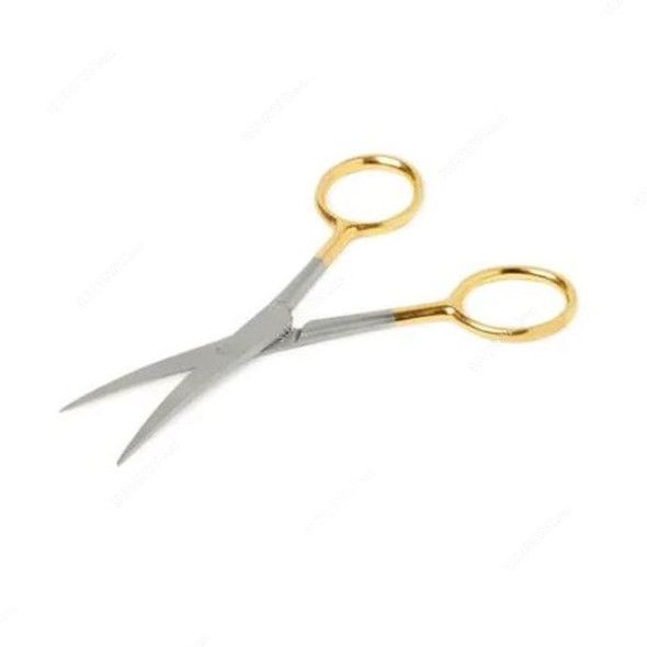 3W Dissecting STR Scissor, 3W03-350, 4-1/2 Inch, Silver and Yellow