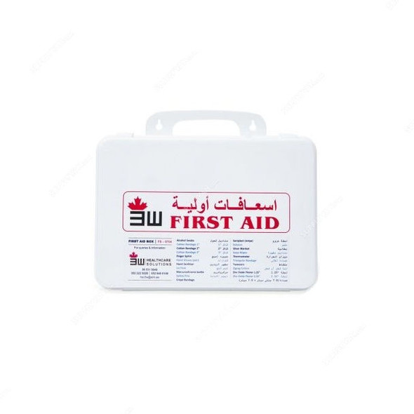 3W First Aid Kit, 3W-9704, Plastic, White