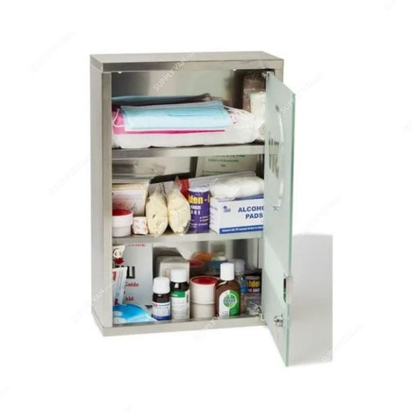 3W First Aid Cabinet, 3W-9331, Stainless Steel, M, Silver