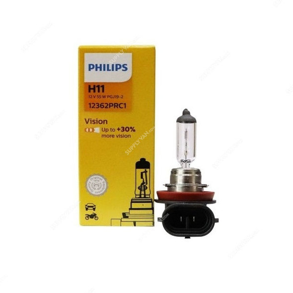 Philips Halogen Headlight Bulb, H-11-55W, 12V, 55W