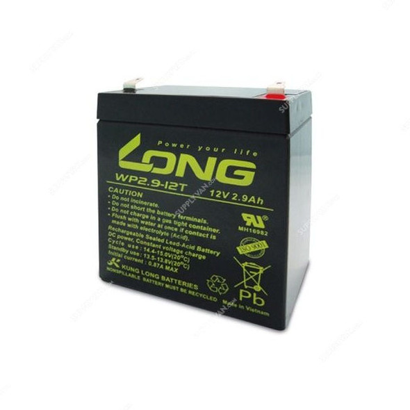 Long Valve Regulated Lead Acid Battery, WP2.9-12T, 12V, 2.9Ah