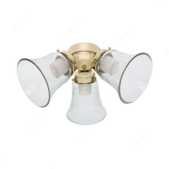 Hunter Flush Mount, 24312, 3 Light, 170MM, Bright Brass