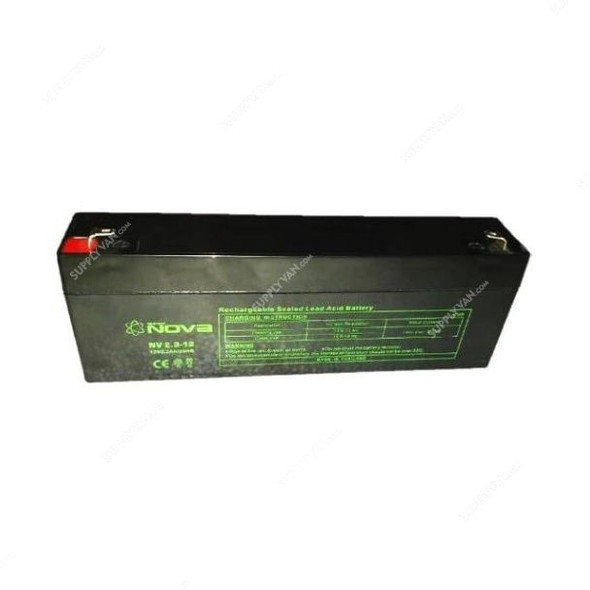 Nova Rechargeable Sealed Lead Acid Battery, NV2-3-12, 12V, 2.3Ah/20Hrs