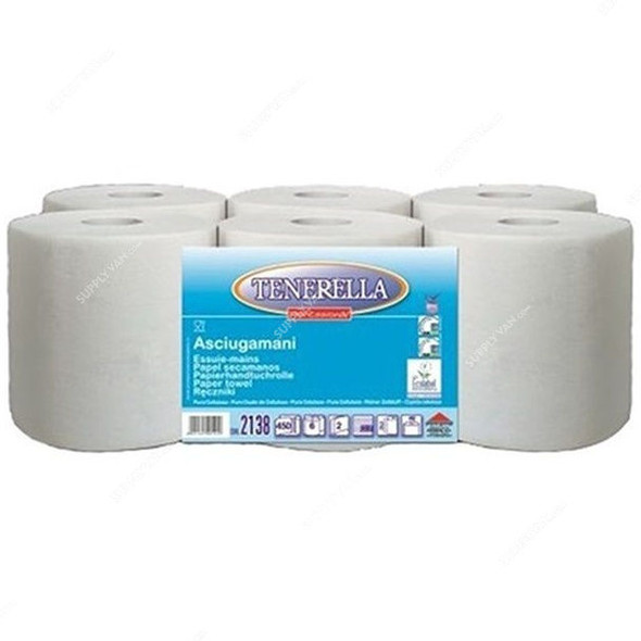 Tenerella Wiping Perforated Maxi Roll, 2 Ply, 450 Sheets, 20.3CM x 105 Mtrs