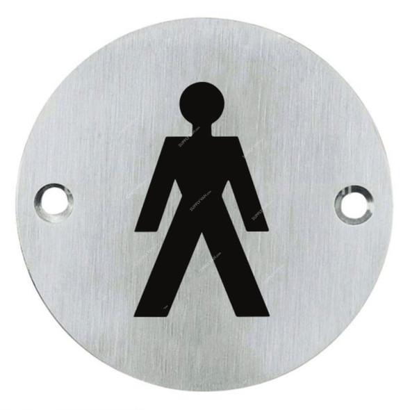 Dorfit Men Symbol Engraved Sign Plate, DTSPM002, Round, 76MM, Satin