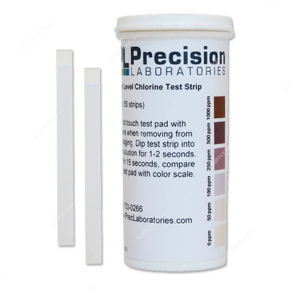 Precision Chlorine Test Strip, CHL-1000, 1000ppm, 64 x 5MM, PK50