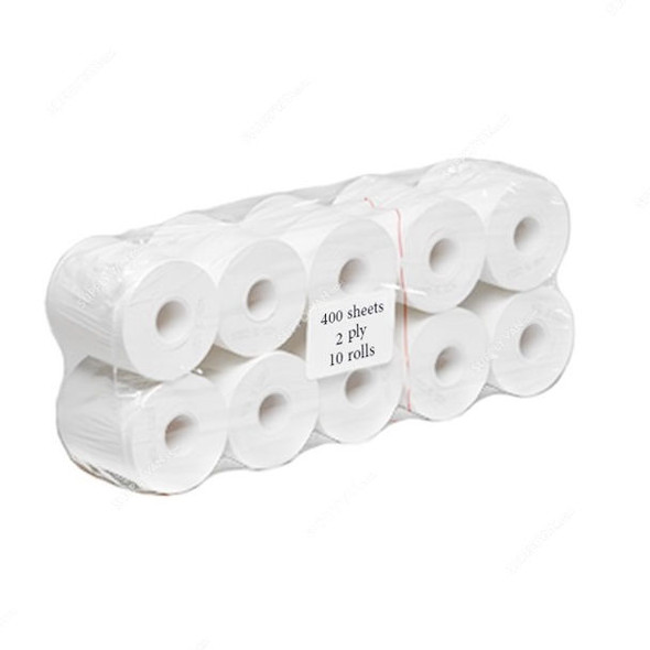 Intercare Plain Toilet Tissue Roll, 2 Ply, 10 Roll/Pack