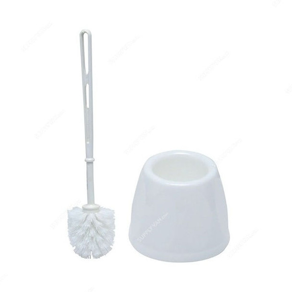 Intercare Toilet Brush With Holder, Plastic, White