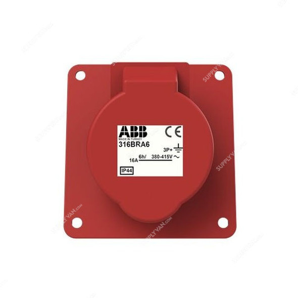 ABB Pin and Sleeve Connector, 316BRA6, 4 Pole, 16A, Red