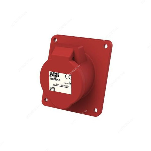 ABB Pin and Sleeve Connector, 316BRA6, 4 Pole, 16A, Red