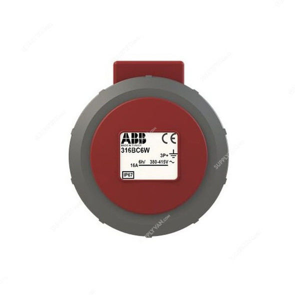 ABB Pin and Sleeve Connector, 316BC6W, 4 Pole, 16A, Red and Grey