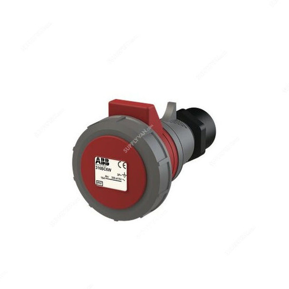 ABB Pin and Sleeve Connector, 316BC6W, 4 Pole, 16A, Red and Grey