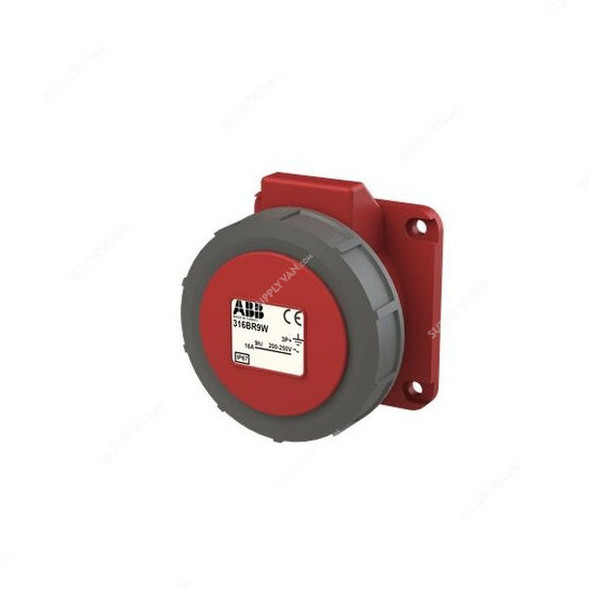 ABB Pin and Sleeve Connector, 316BRA6W, 4 Pole, 16A, Red and Grey