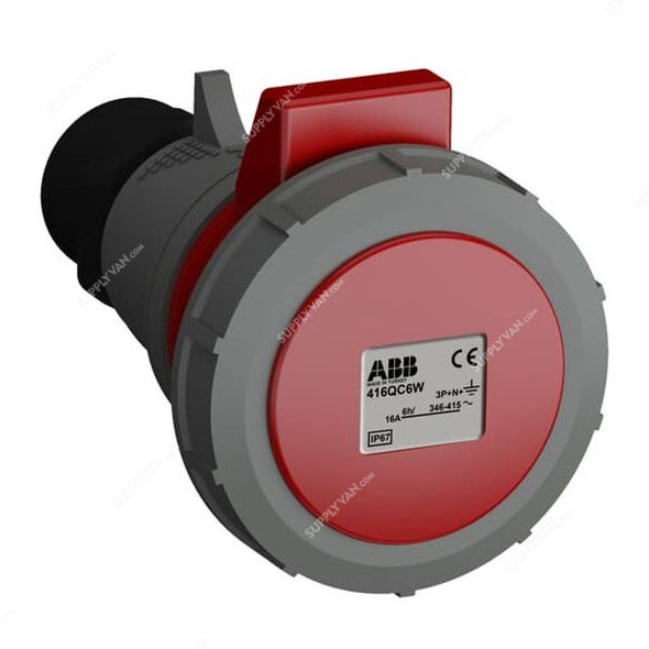 ABB Pin and Sleeve Connector, 416BC6W, 5 Pole, 16A, Red and Grey