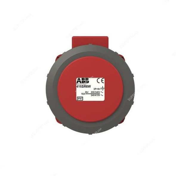 ABB Pin and Sleeve Connector, 416BRA6W, 5 Pole, 16A, Red and Grey