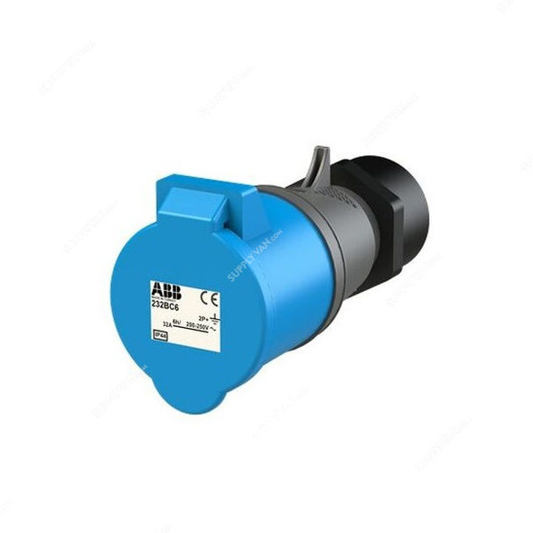 ABB Pin and Sleeve Connector, 232BC6, 3 Pole, 32A, Blue