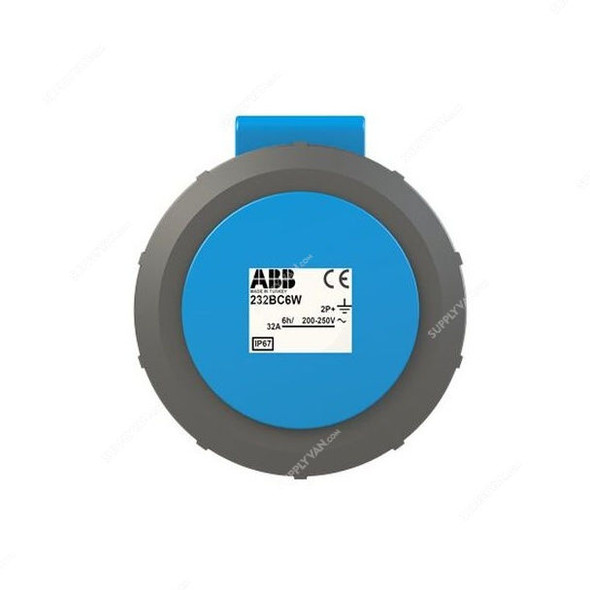 ABB Pin and Sleeve Connector, 232BC6W, 3 Pole, 32A, Blue and Grey