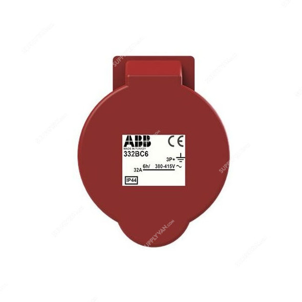 ABB Pin and Sleeve Connector, 332BC6, 4 Pole, 32A, Red