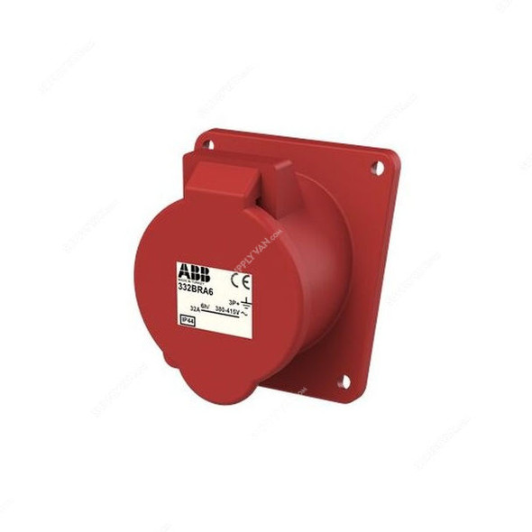 ABB Pin and Sleeve Connector, 332BRA6, 4 Pole, 32A, Red