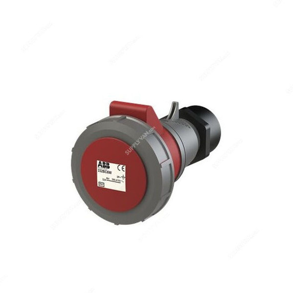 ABB Pin and Sleeve Connector, 332BC6W, 4 Pole, 32A, Red and Grey