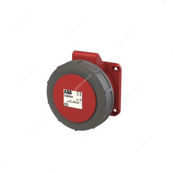 ABB Pin and Sleeve Connector, 332BRA6W, 4 Pole, 32A, Red and Grey