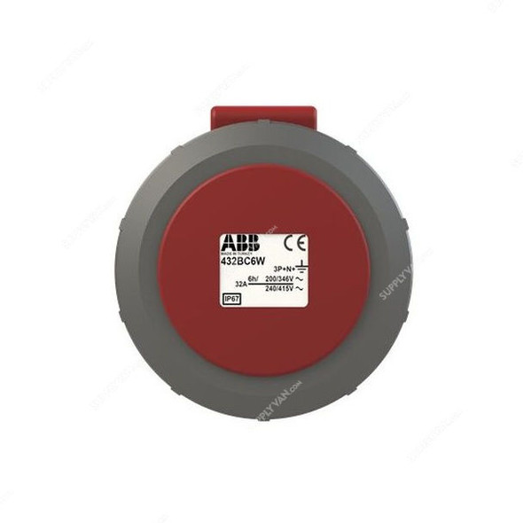 ABB Pin and Sleeve Connector, 432BC6W, 5 Pole, 32A, Red and Grey